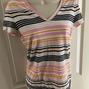 Merona Striped V Neck XS T Short Sleeve Shirt
